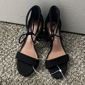 Gianni Bini Black Ankle-Tie Sandals